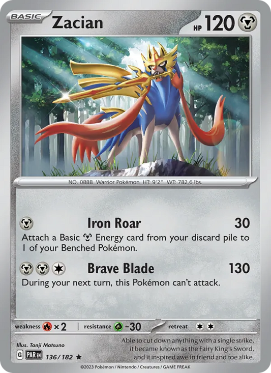 Zacian 136/182  - Holofoil SV04 Paradox Rift - Rare