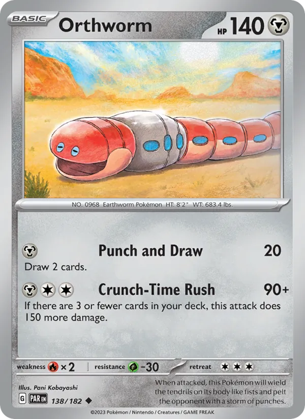 Orthworm 138/182  - Reverse Holofoil SV04 Paradox Rift - Uncommon