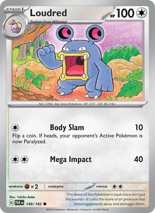 Loudred 149/182  - Reverse Holofoil SV04 Paradox Rift - Common