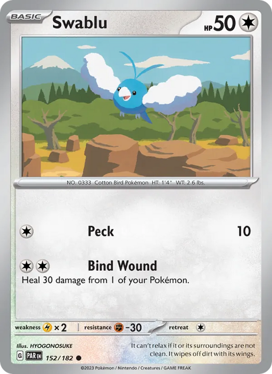 Swablu 152/182  - Reverse Holofoil SV04 Paradox Rift - Common