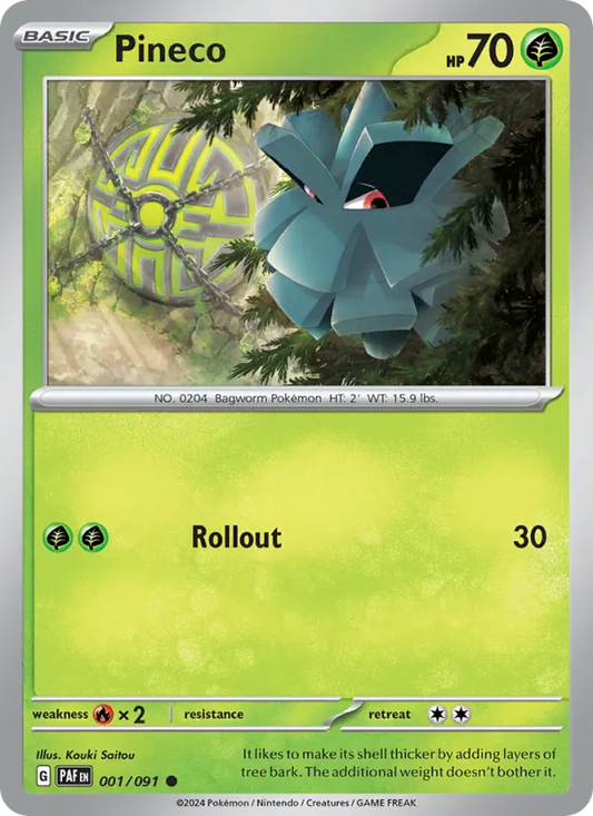 Pineco 001/091  - Reverse Holofoil SV Paldean Fates - Common
