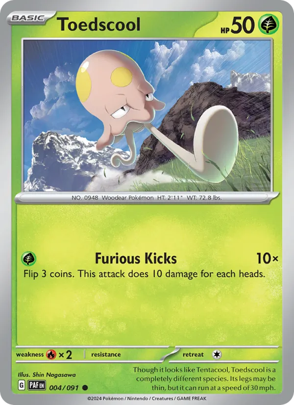 Toedscool 004/091  - Reverse Holofoil SV Paldean Fates - Common