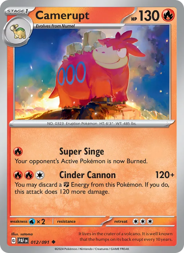 Camerupt 012/091  - Reverse Holofoil SV Paldean Fates - Uncommon
