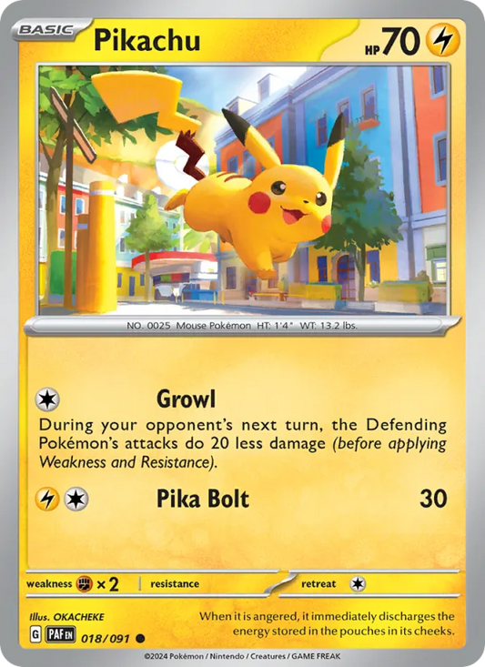 Pikachu 018/091  - Reverse Holofoil SV Paldean Fates - Common