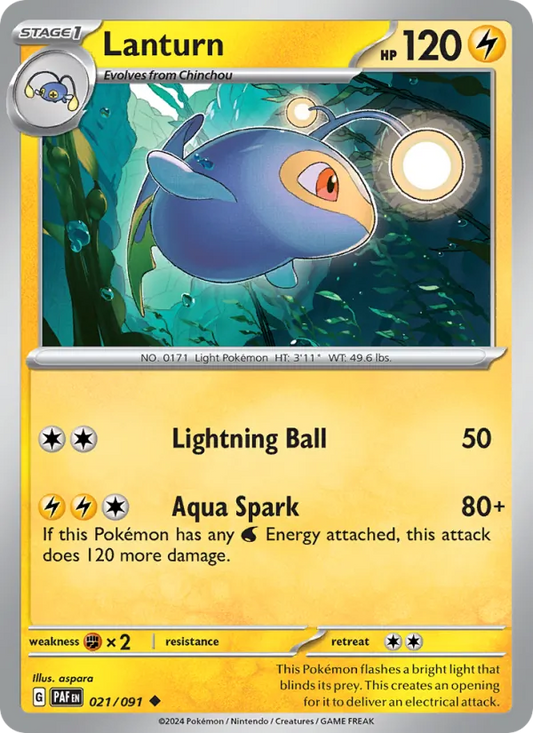 Lanturn 021/091  - Reverse Holofoil SV Paldean Fates - Uncommon