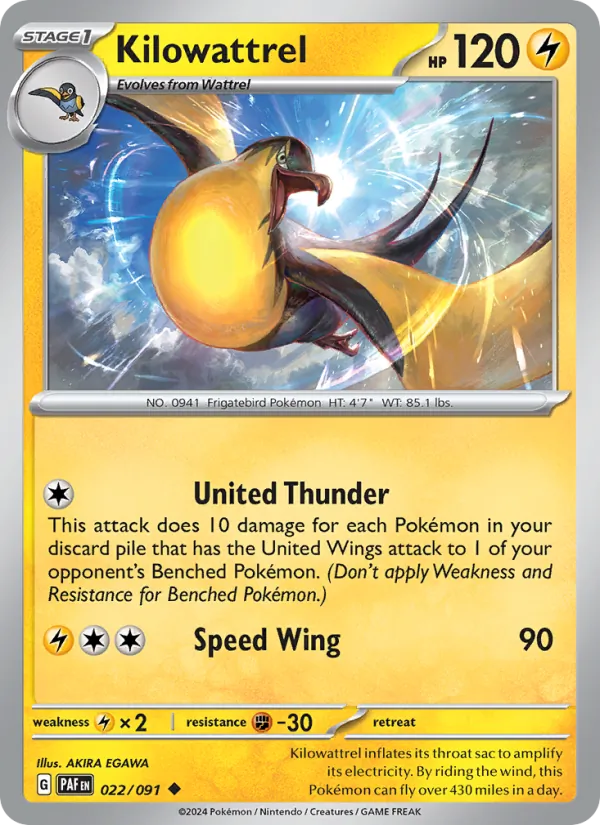 Kilowattrel 022/091  - Reverse Holofoil SV Paldean Fates - Uncommon