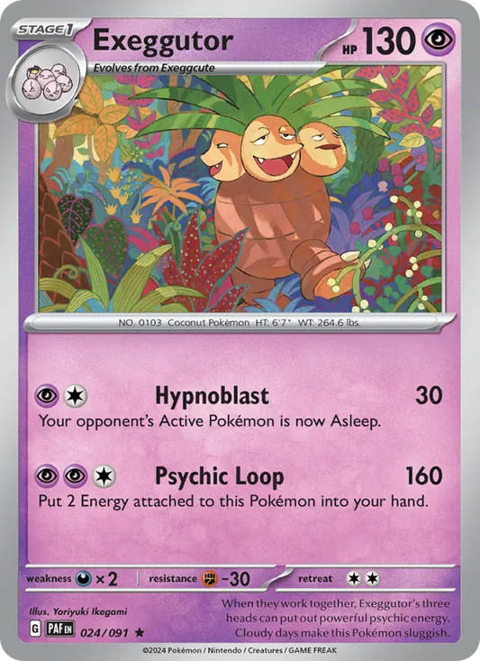 Exeggutor 024/091  - Reverse Holofoil SV Paldean Fates - Rare