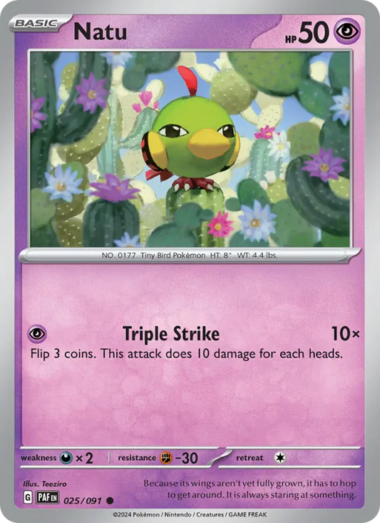 Natu 025/091  - Reverse Holofoil SV Paldean Fates - Common