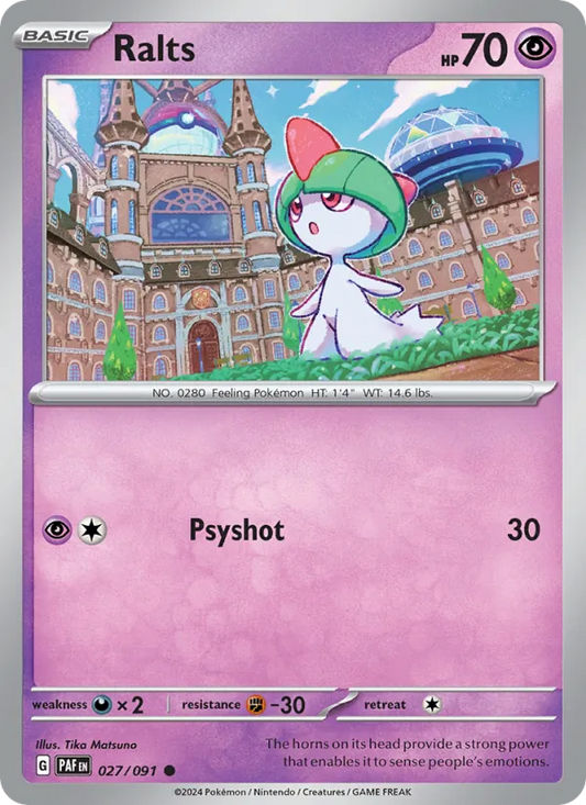 Ralts 027/091  - Reverse Holofoil SV Paldean Fates - Common