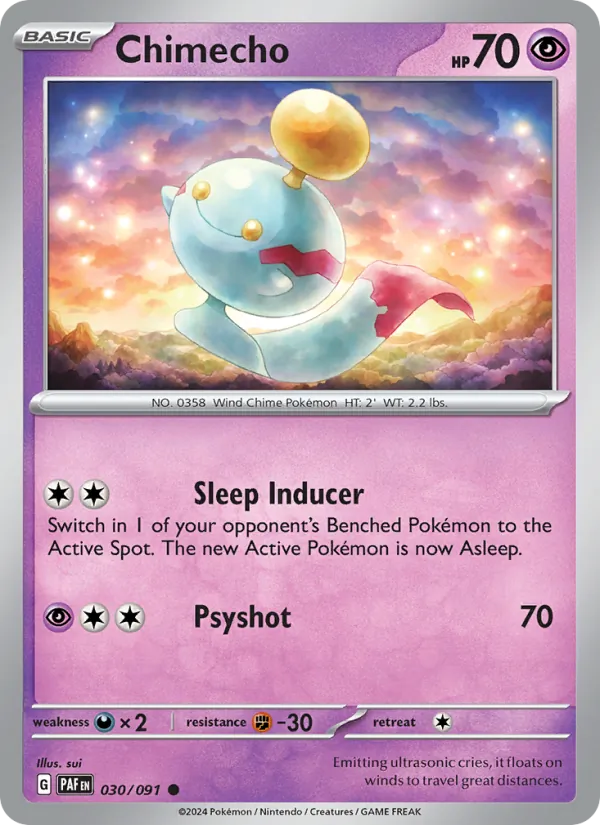 Chimecho 030/091  - Reverse Holofoil SV Paldean Fates - Common