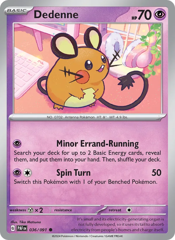 Dedenne 036/091  - Reverse Holofoil SV Paldean Fates - Common