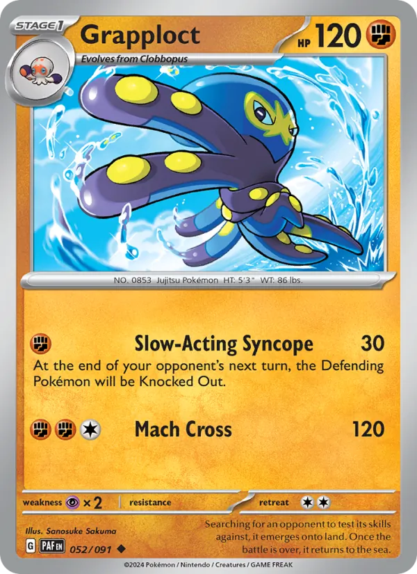 Grapploct 052/091  - Reverse Holofoil SV Paldean Fates - Uncommon