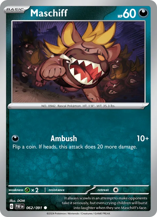 Maschiff 062/091  - Reverse Holofoil SV Paldean Fates - Common