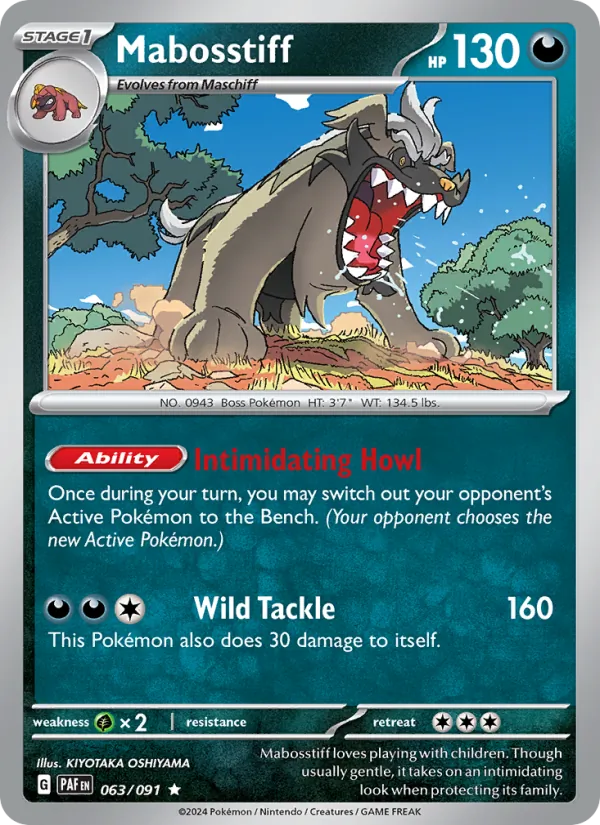 Mabosstiff 063/091  - Reverse Holofoil SV Paldean Fates - Rare