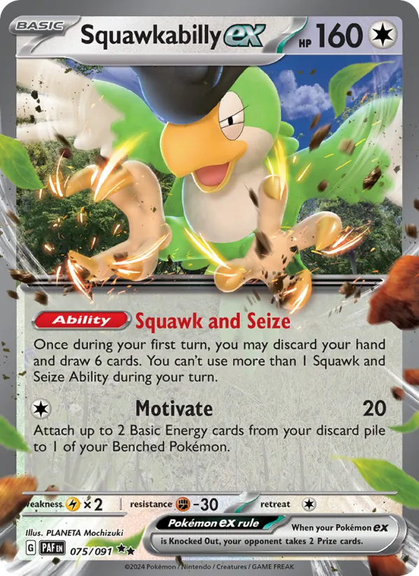 Squawkabilly ex 075/091  - Holofoil SV Paldean Fates - Double Rare