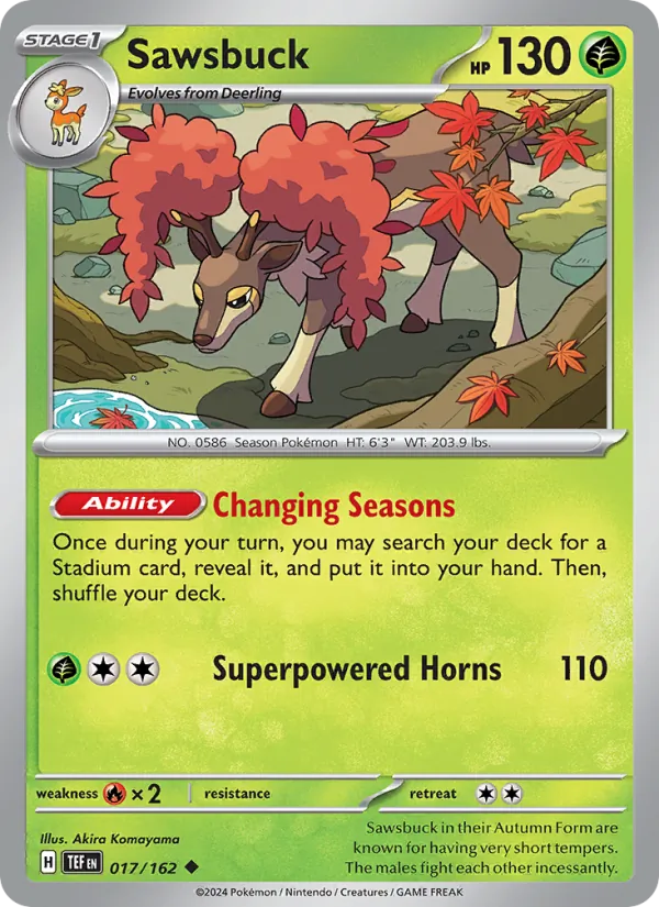 Sawsbuck 017/162  - Reverse Holofoil SV05 Temporal Forces - Uncommon