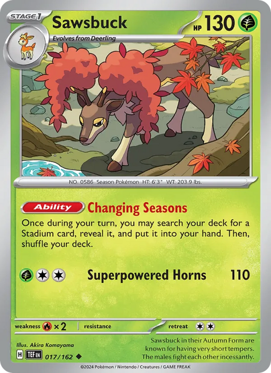 Sawsbuck 017/162  - Reverse Holofoil SV05 Temporal Forces - Uncommon