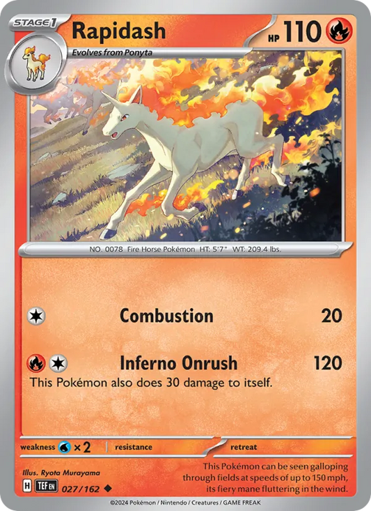 Rapidash 027/162  - Reverse Holofoil SV05 Temporal Forces - Uncommon