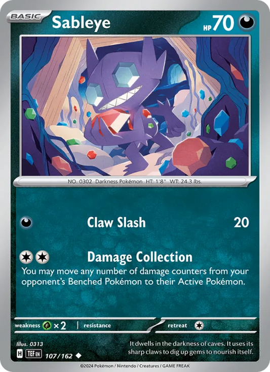 Sableye 107/162  - Reverse Holofoil SV05 Temporal Forces - Uncommon