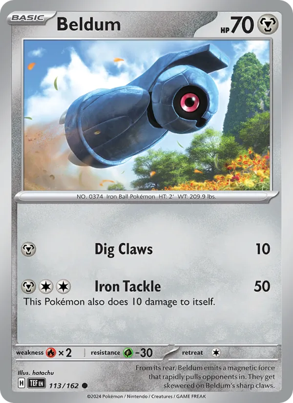 Beldum 113/162  - Reverse Holofoil SV05 Temporal Forces - Common