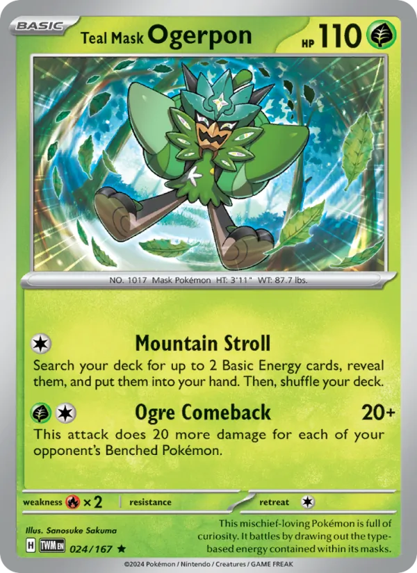 Teal Mask Ogerpon 024/167  - Holofoil SV06 Twilight Masquerade - Rare