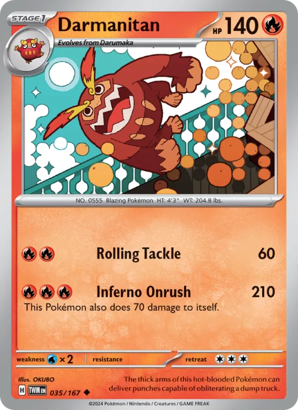 Darmanitan 035/167  - Reverse Holofoil SV06 Twilight Masquerade - Uncommon