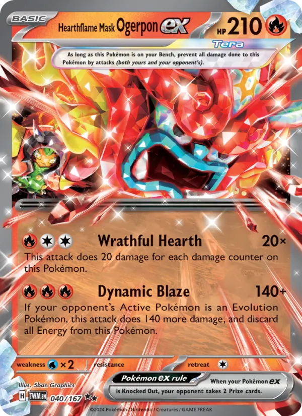 Hearthflame Mask Ogerpon ex 040/167  - Holofoil SV06 Twilight Masquerade - Double Rare