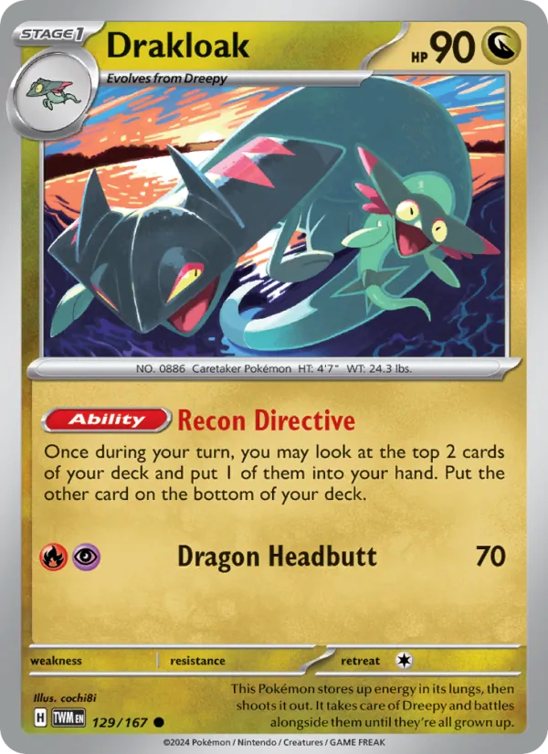 Drakloak 129/167  - Reverse Holofoil SV06 Twilight Masquerade - Common