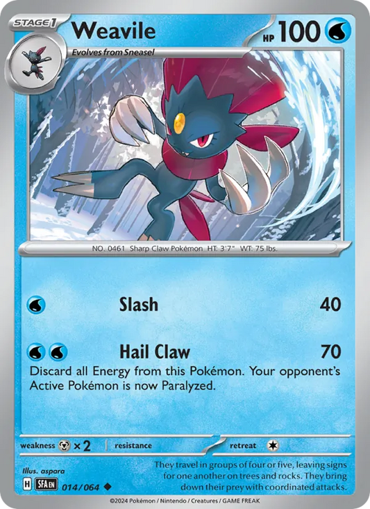 Weavile 014/064  - Reverse Holofoil SV Shrouded Fable - Uncommon