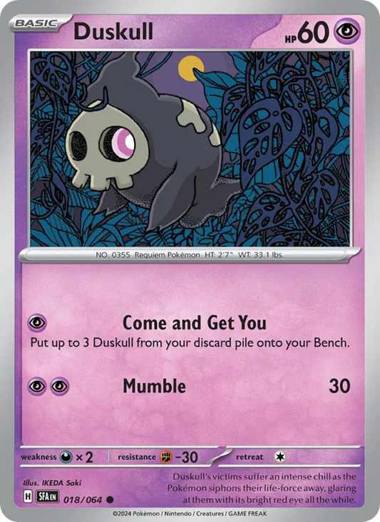 Duskull 018/064  - Reverse Holofoil SV Shrouded Fable - Common