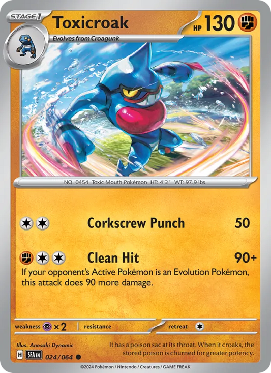 Toxicroak 024/064  - Reverse Holofoil SV Shrouded Fable - Common