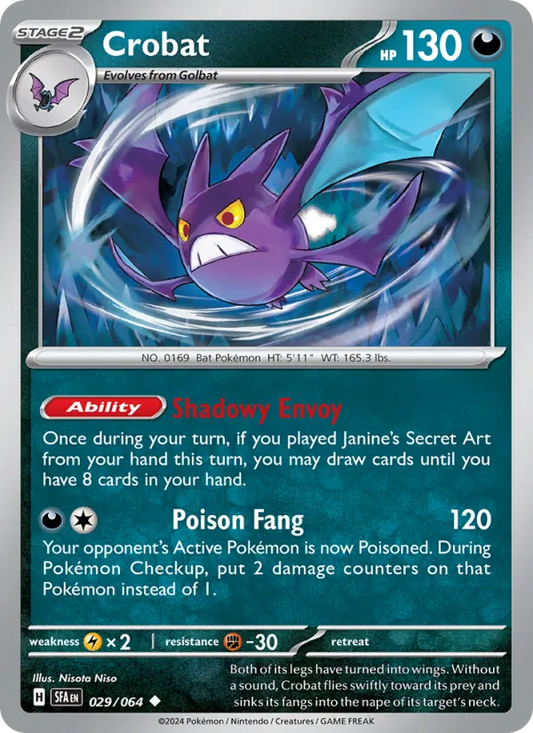 Crobat 029/064  - Reverse Holofoil SV Shrouded Fable - Uncommon