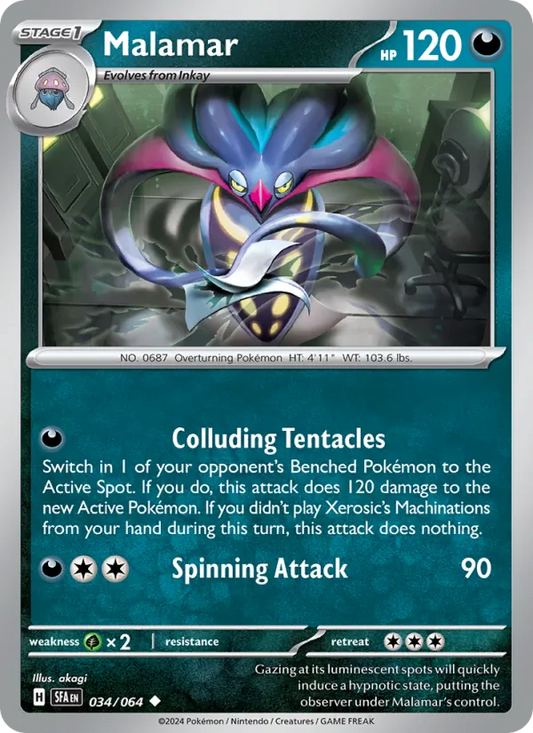 Malamar 034/064  - Reverse Holofoil SV Shrouded Fable - Uncommon