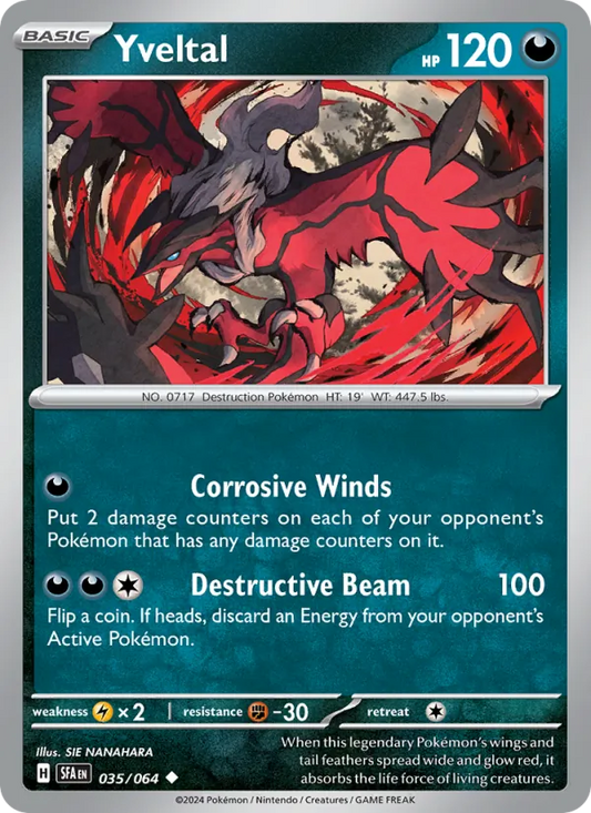 Yveltal 035/064  - Reverse Holofoil SV Shrouded Fable - Uncommon