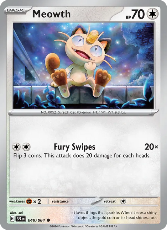 Meowth 048/064  - Reverse Holofoil SV Shrouded Fable - Common