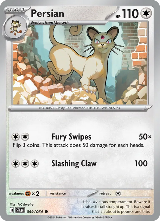Persian 049/064  - Reverse Holofoil SV Shrouded Fable - Common