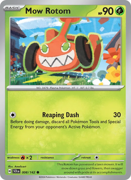 Mow Rotom 008/142  - Reverse Holofoil SV07 Stellar Crown - Common