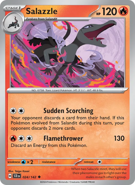 Salazzle 024/142  - Reverse Holofoil SV07 Stellar Crown - Uncommon