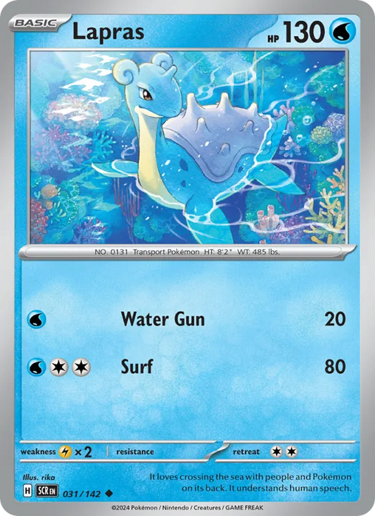 Lapras 031/142  - Reverse Holofoil SV07 Stellar Crown - Uncommon
