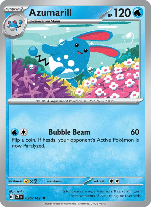 Azumarill 034/142  - Reverse Holofoil SV07 Stellar Crown - Uncommon