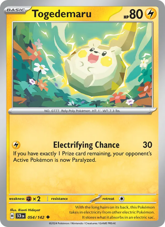Togedemaru 054/142  - Reverse Holofoil SV07 Stellar Crown - Uncommon