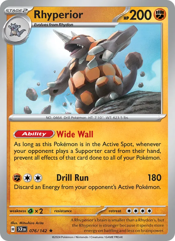 Rhyperior 076/142  - Holofoil SV07 Stellar Crown - Rare