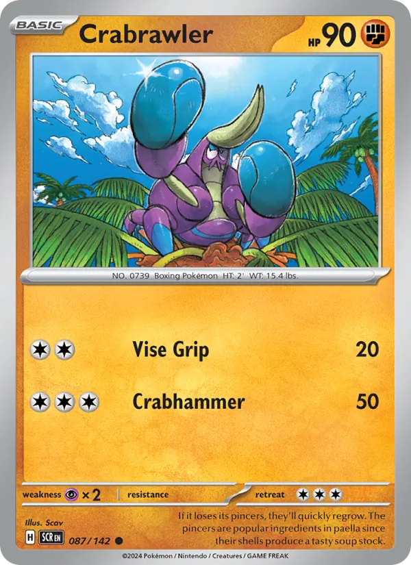 Crabrawler 087/142  - Reverse Holofoil SV07 Stellar Crown - Common