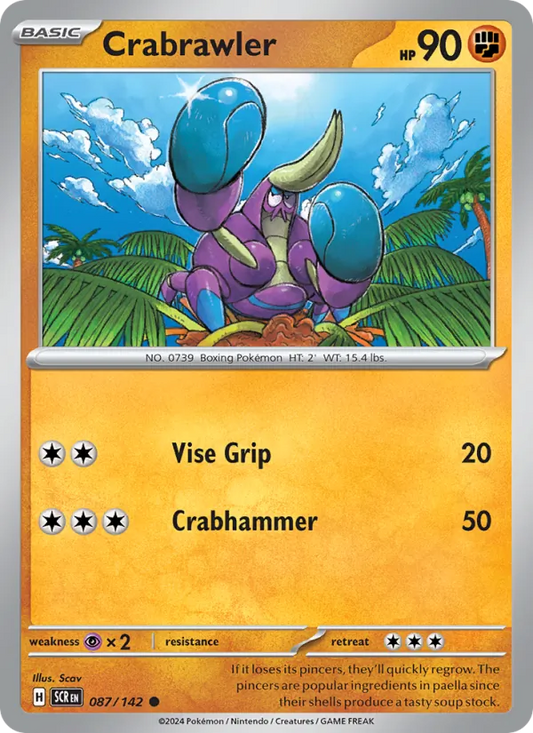 Crabrawler 087/142  - Reverse Holofoil SV07 Stellar Crown - Common