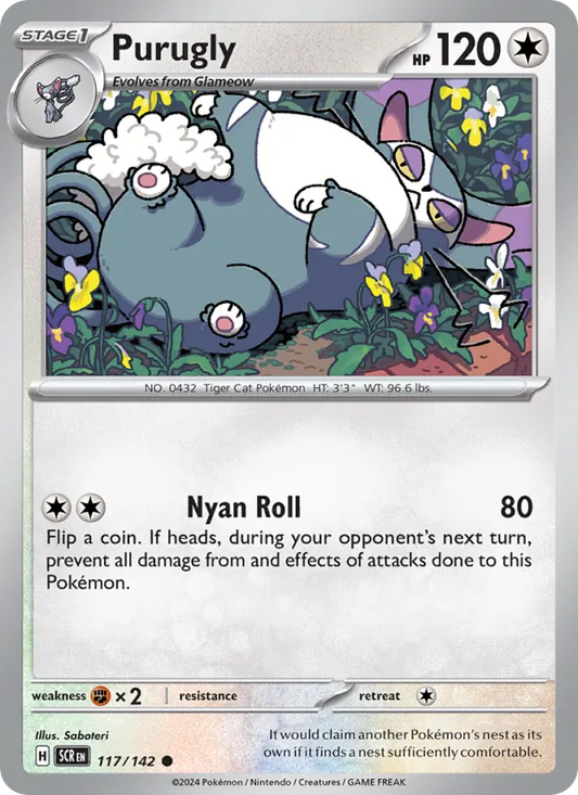 Purugly 117/142  - Reverse Holofoil SV07 Stellar Crown - Common