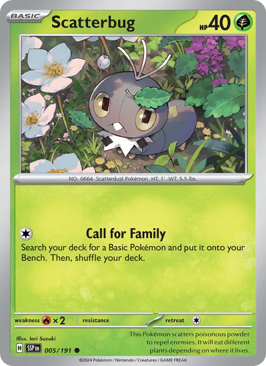 Scatterbug 005/191  - Reverse Holofoil SV08 Surging Sparks - Common