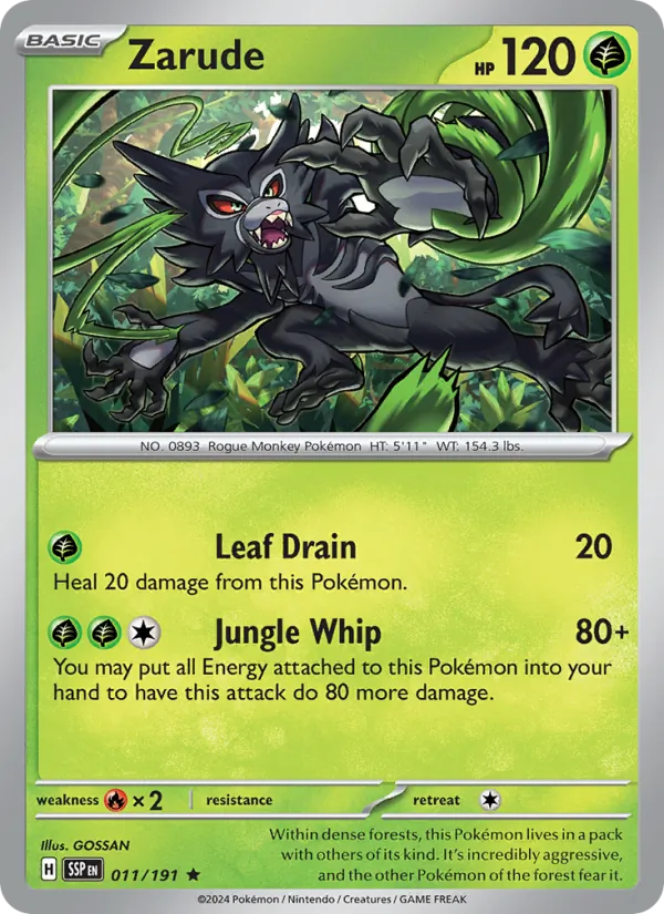 Zarude 011/191  - Holofoil SV08 Surging Sparks - Rare