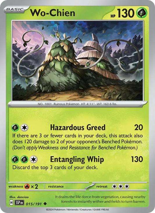 Wo-Chien 015/191  - Reverse Holofoil SV08 Surging Sparks - Uncommon