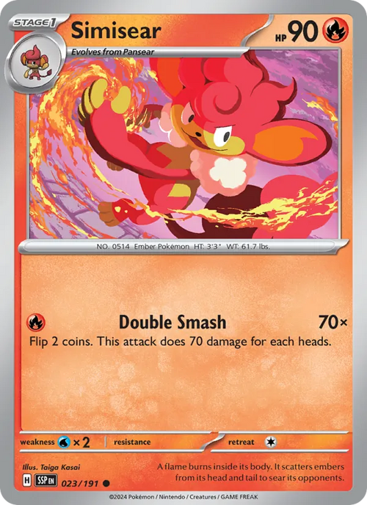 Simisear 023/191  - Reverse Holofoil SV08 Surging Sparks - Common