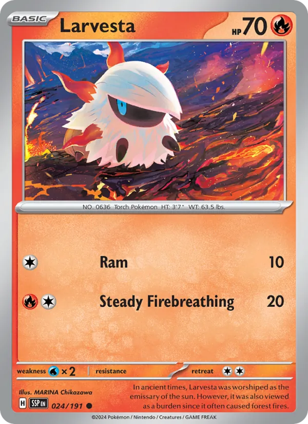 Larvesta 024/191  - Reverse Holofoil SV08 Surging Sparks - Common